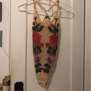 Mesh floral body suit